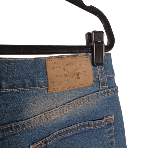 MORTON'S 1981 Dark Medium Blue Distressed High Rise Skinny Denim Jeans 36 - Picture 5 of 8